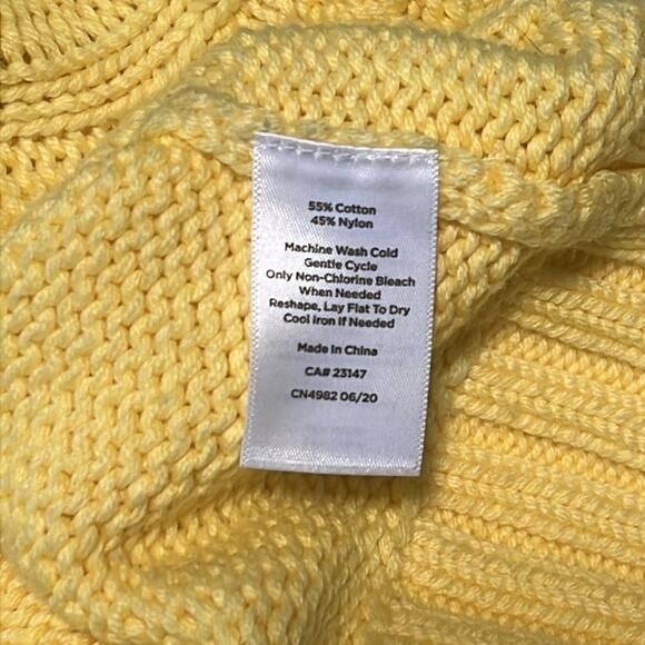 Talbots Women's Yellow Sweater Size Small petit Cable Knit Crew Neck Winter Fall - Picture 4 of 5